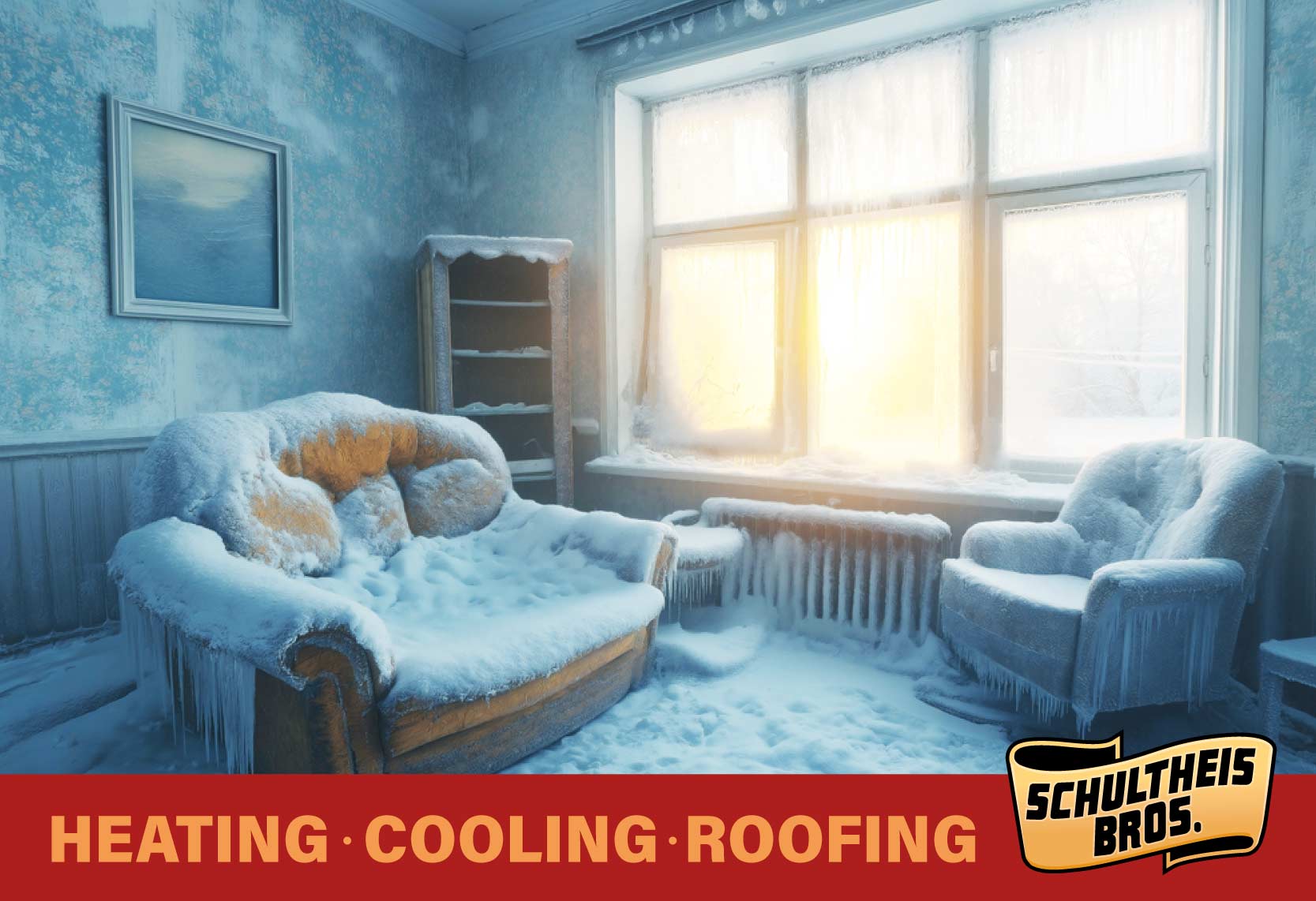 Frozen room in a house