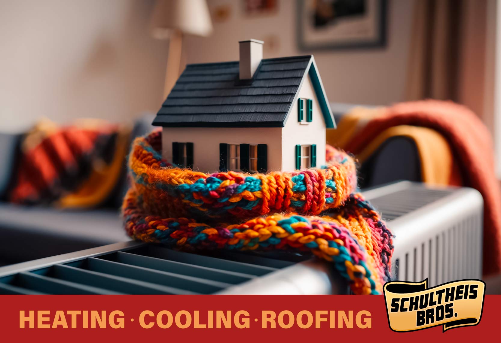House with a scarf around it heating your home