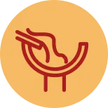 icon of a gutter catching rain and debris off of a roof